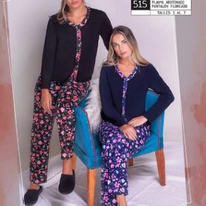 Piache Piu art 515 - Pijama abotonado pantalon floreado -