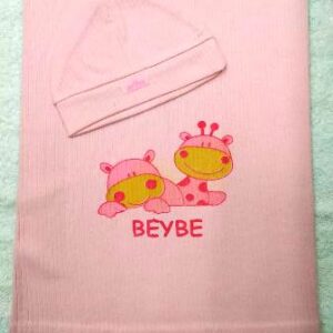 Beybe Articulo 1300 - Manta recibidora de algodon con gorro estampada -