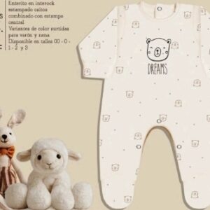 Dreams art 864 - Enterito BB interlock estampado unisex osito c/pie -