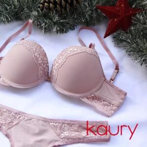 Kaury art 4000 - Conjunto de microfibra y puntilla, con corpiño taza soft con push up y cola less -