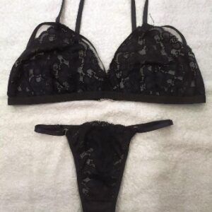 Samar art 9078 - Conjunto triangulo encaje sin armar con cola less regulable -