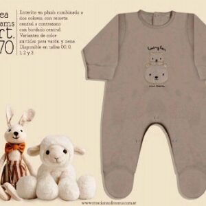 Dreams Art 870 - Enterito bebe plush bordado c/pie, varon y nena -