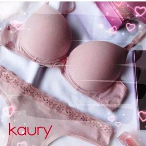 Kaury art 8102 - Conjunto de algodón y puntilla, con corpiño con taza soft push up y cola less -