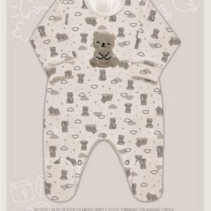 Dreams art 200 - Enterito BB plush estampado ositos, con pie, bordado central, nena y varón -