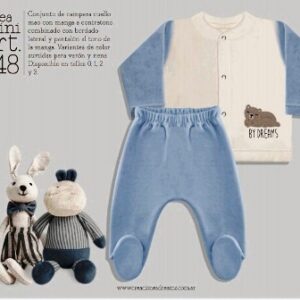 Dreams Art 848 - Conjunto bebe plush varon, campera bordada c/mangas y ranita -