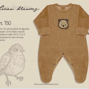Dreams art 7501 - Enterito BB en plush, bordado central c/pie,de nena y varon -