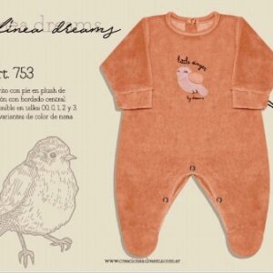 Dreams art 753 - Enterito BB en plush, bordado central, de nena sin pie -