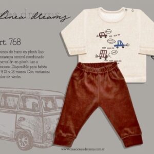 Dreams art 768 - Conjunto BB en plush, estampado central de varon -