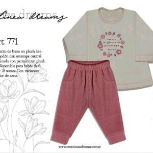 Dreams art 771 - Conjunto BB en plush, estampado central nena -