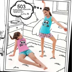 Piache piu art 503 - Pijama nena musculosa lisa con estampa sleep all day -