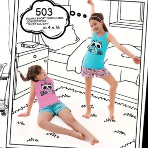 Piache piu art 503 - Pijama nena musculosa lisa con estampa sleep all day -