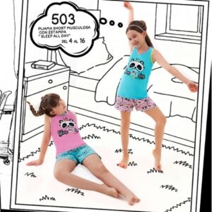 Piache piu art 503 - Pijama nena musculosa lisa con estampa sleep all day -