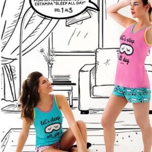 Piache piu art 480 - Pijama algodon short estampado musculosa c/estampa all day -