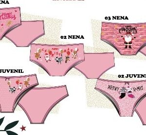 Jiz One art 401 - Bombacha algodon nena rosa estampa navidad -