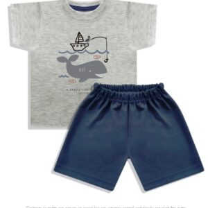 Dreams art 341 - Conjunto bb. remera estampado central, con pantalon en rustico, de varon -