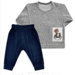 Dreams art 271 - Conjunto bb en plush, estampado y bordado central, de varon -