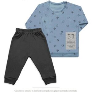 Dreams art 275 - Conjunto bebe en interlock estampado, bordado central, de nena y varon -