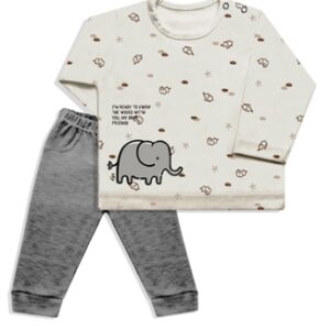 Dreams art 537 - Conjunto bb en interlock combinado remera m/l estampa central de nena y varon -