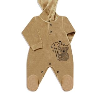 Dreams art 561 - Enterito BB en plush c/capucha, con pie, estampado de nena y varon -