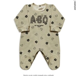 Dreams art 450 - Enterito BB plush estampado ositos, c/pie, estampado central de varón -