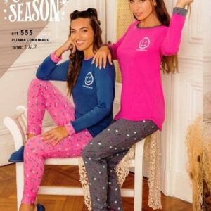 Piache Piu art 555/2 - Pijama combinado con puños y estampa logo smile -