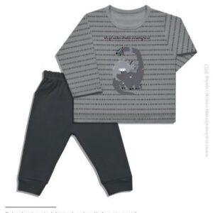 Dreams art 372 - Conjunto BB, interlock rayado, con pantalón combinado, estampado central varón -