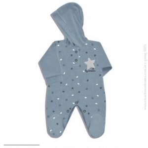 Dreams art 363 - Enterito BB plush estampado estrellas, c/capucha, con pié, bordado nena y varón -