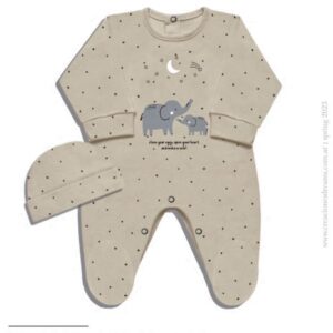 Dreams art 367 - Enterito BB interlock estampado salpicado, con pié, estampado central, nena y varón -