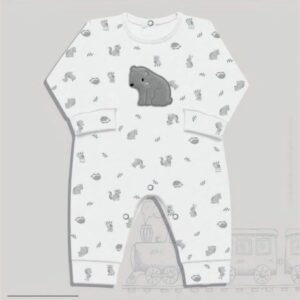 Dreams art 859 - Enterito BB interlock estampado animalitos, sin pié, bordado central, nena y varón -