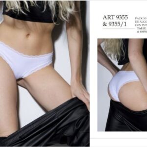 Lody art 9355 - Pack x 3 vedetina de algodon y lycra con puntilla fina -