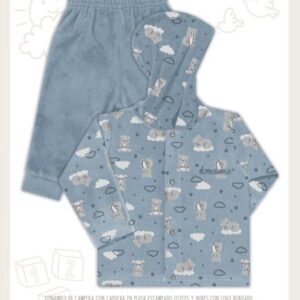 Dreams art 232 - Conjunto BB, campera c/capucha plush estamp. ositos, c/pantalón, logo bordado, nena y varón -