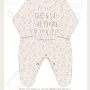 Dreams art 256 - Enterito BB interlock estampado animalitos, con pié, estampado central, nena y varón -