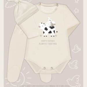 Dreams art 606 - Set 3 piezas interlock, body estampado central con ranita y gorro, nena y varon -