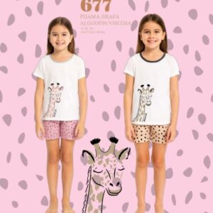 Piache piu art 677/1 - Pijama manga corta estampa jirafa -