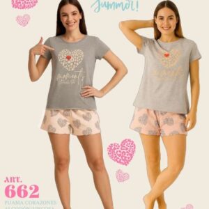 Piache piu art 662 - Pijama manga corta short corazones -