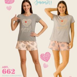 Piache piu art 662/1 - Pijama manga corta short corazones -