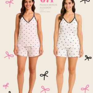 Piache Piu art 671/1 - Pijama remera bretel estampado moños -